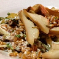 Porcini mushrooms with farro and fennel, photo by Christine Willmsen